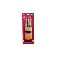 SAKURA Pigma Micron Fine-liner Ink Pen Set, Black Ink, 50064 3-Piece Set, 00-02-08 Tip Sizes SAKURA Pigma Micron Fine-liner Ink Pen Set, Black Ink, 50064 3-Piece Set, 00-02-08 Tip Sizes