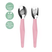 Stainless Steel Fork & Spoon, Purple Rose