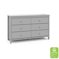 STORKCRAFT ALPINE 6 DRAWER DOUBLE DRESSER PEBBLE GREY