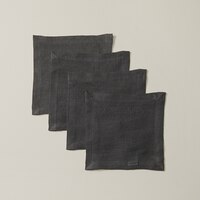 OUI SLATE WASHED-LINEN COCKTAIL NAPKINS SET OF 4