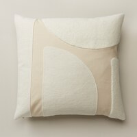 OUI EMBROIDERED PAINTED SHAPES PILLOW COVER IVORY 18
