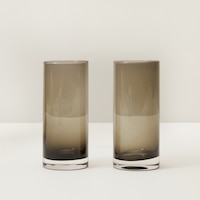 SET OF 2 HIGHBALL GLASSES, SMOKE