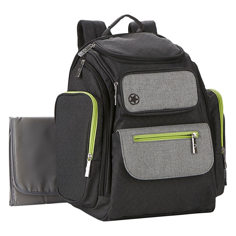 green backpack diaper bag
