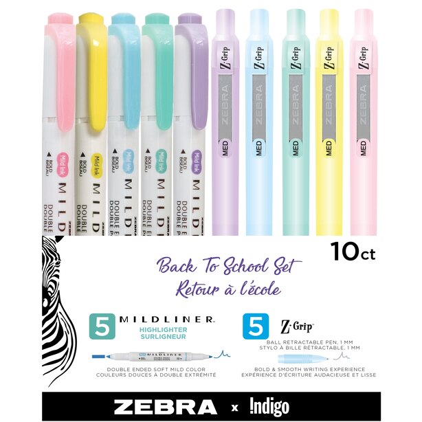 Mildliner Z Grip 10 Pack Pastel By Zebra Gifts Www Chapters Indigo Ca