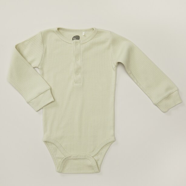 Organic Ribbed Long Sleeve Onesie Green Tint 0 3 Months By The Littlest Gifts Www Chapters Indigo Ca