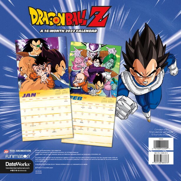 22 Dragon Ball Z Wall Calendar By Dateworks Gifts Www Chapters Indigo Ca