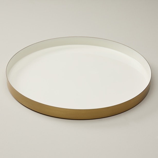 Large Round Serving Tray Enamel Gold By Oui Gifts Chapters Indigo Ca Large Round Serving Tray Enamel Gold, Round Serving Tray Big White