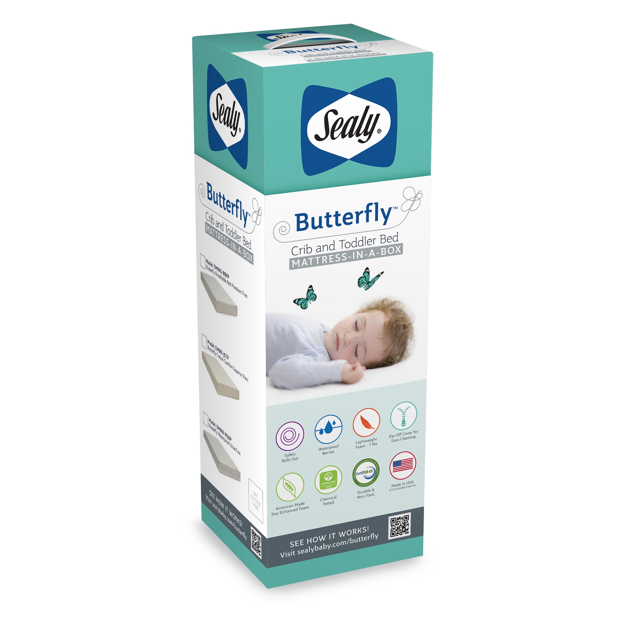 sealy butterfly cotton crib mattress in a box