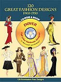 120 Great Fashion Designs, 1900-1950, CD-ROM and Book by Tom Tierney