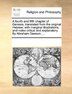 A Fourth And Fifth Chapter Of Genesis Translated From The Original Hebrew; With Marginal Illustrations And Notes Critical And Explanatory Paperback |