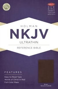 NKJV ULTRATHIN REFERENCE BIBLE, BROWN GENUINE COWHIDE by Holman Bible Staff