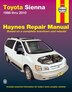 Toyota Sienna 1998 Thru 2010 All Models Book By J J Haynes