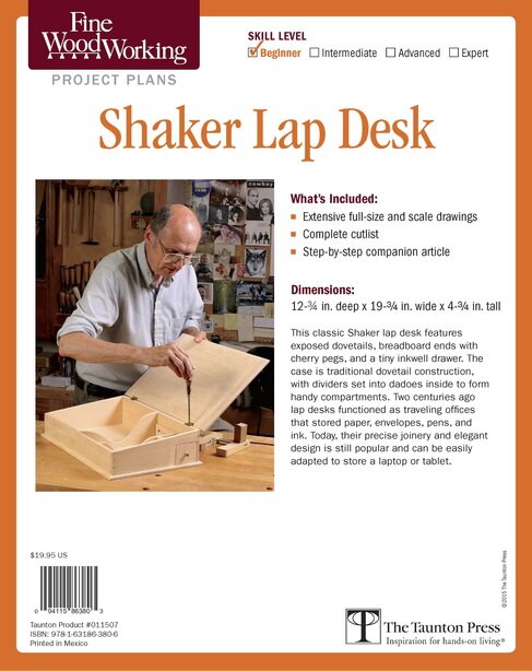 Fine Woodworking's Shaker Lap Desk Plan, Book by Christian 