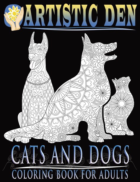 cats and dogs coloring book for adults  floral tangle art therapy volume  2
