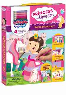 Drawmaster Princess And Unicorn: Super Stencil Kit: 4 Easy Steps To Draw Your Heroes by Amandine Gardie