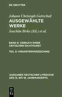 Variantenverzeichnis by Johann Christoph Gottsched