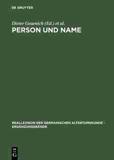 Person und Name by Wolfgang Haubrichs