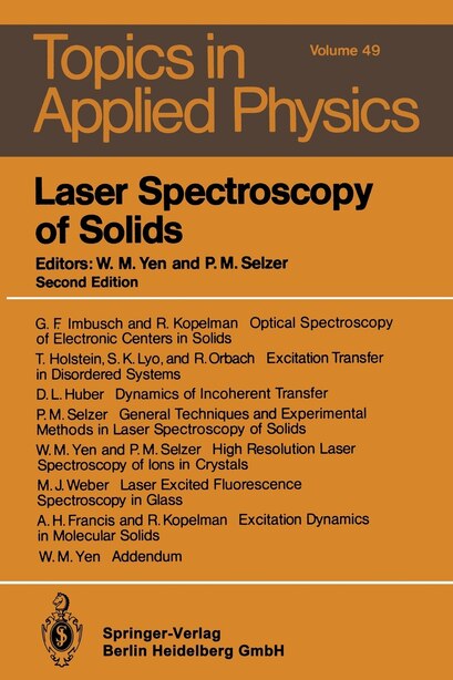 Laser Spectroscopy of Solids by William M. Yen