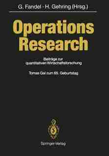 Operations Research: Beiträge zur quantitativen Wirtschaftsforschung by Günter Fandel