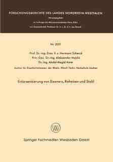 Entarsenisierung Von Eisenerz, Roheisen Und Stahl by Hermann Rudolf Schenck