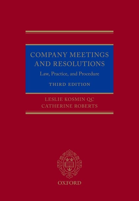 Company Meetings and Resolutions by Leslie Kosmin, Hardcover | Indigo Chapters