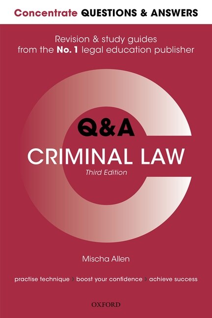 Concentrate Questions and Answers Criminal Law by Mischa Allen, Paperback | Indigo Chapters