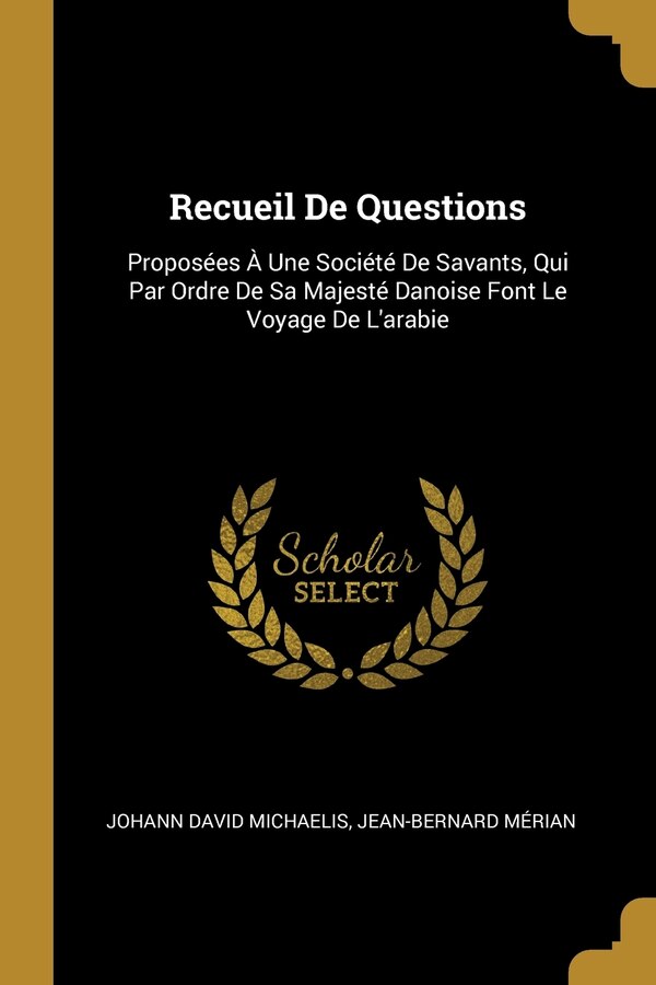 Recueil De Questions by Johann David Michaelis, Paperback | Indigo Chapters