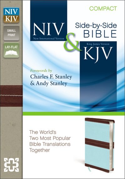 Niv Kjv Side-by-side Compact Leathersoft Brown/blue by Charles F. Stanley And Andy Stanley, Leather/Fine Binding | Indigo Chapters