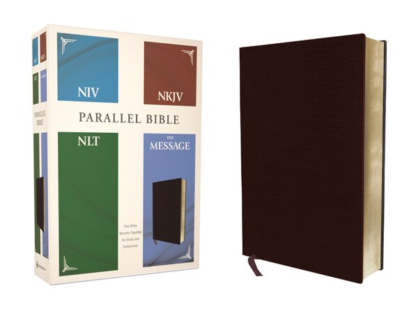 NIV NKJV NLT The Message (Contemporary Comparative) Parallel Bible Bonded Leather Burgundy by Zondervan, Leather/Fine Binding | Indigo Chapters