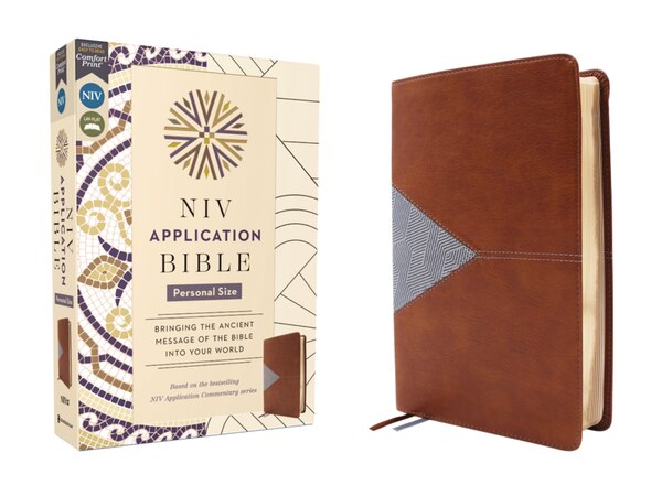 NIV Application Bible Personal Size Leathersoft Brown/Blue Red Letter Comfort Print by Zondervan, Leather/Fine Binding | Indigo Chapters