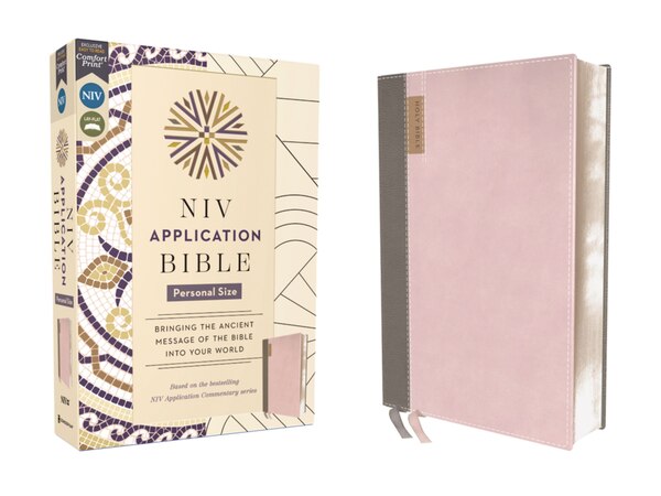 NIV Application Bible Personal Size Leathersoft Pink/Gray Red Letter Comfort Print by Zondervan, Leather/Fine Binding | Indigo Chapters
