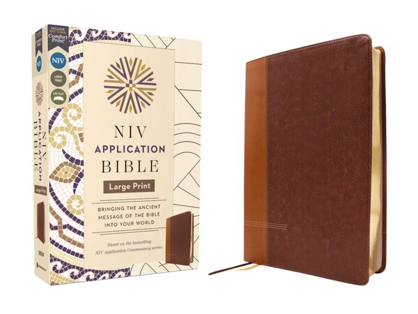 NIV Application Bible Large Print Leathersoft Brown Red Letter Comfort Print by Zondervan, Leather/Fine Binding | Indigo Chapters
