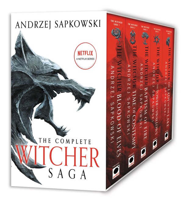 The Witcher Boxed Set: Blood of Elves The Time of Contempt Baptism of Fire The Tower of Swallows The Lady of the Lake by Andrzej Sapkowski