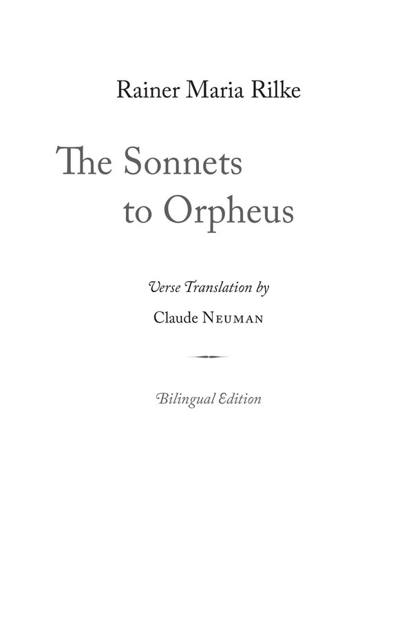 The Sonnets to Orpheus by RAINER MARIA RILKE, Paperback | Indigo Chapters