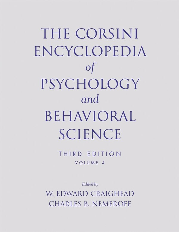 The Corsini Encyclopedia of Psychology and Behavioral Science Volume 4 by W. Edward Craighead, Paperback | Indigo Chapters