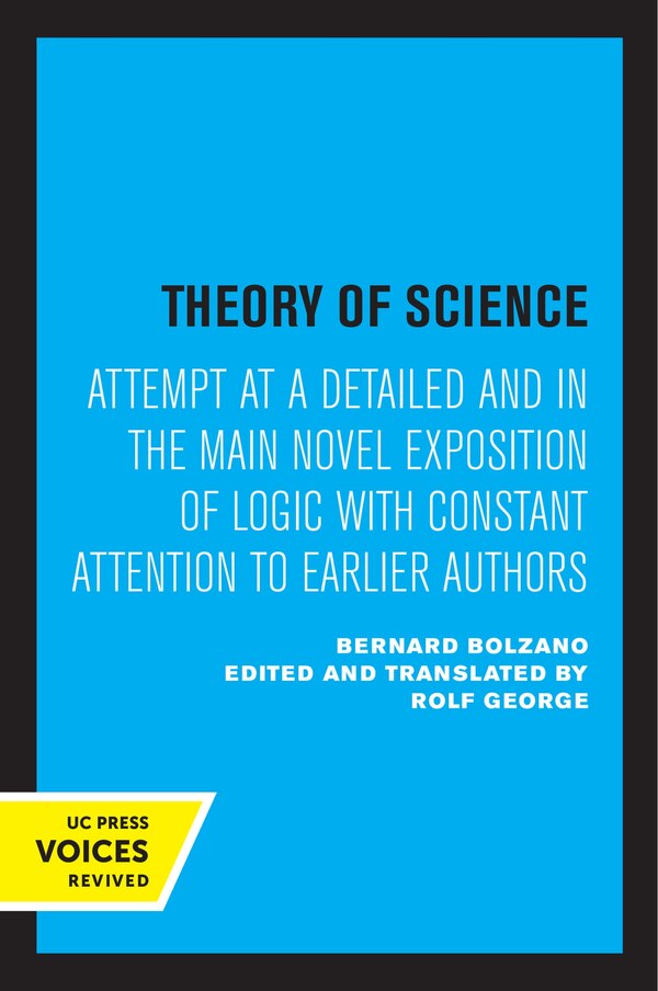 Theory of Science by Bernard Bolzano, Paperback | Indigo Chapters