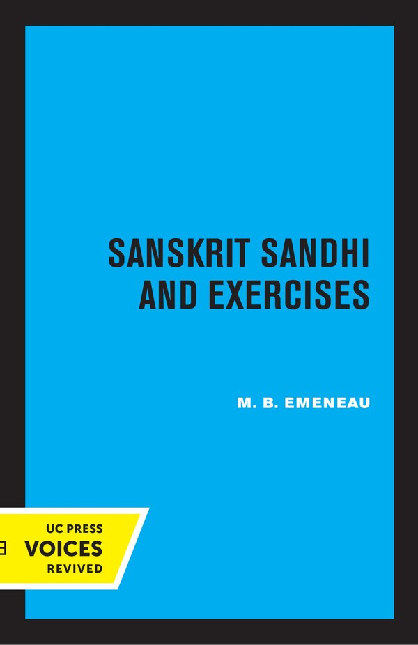 Sanskrit Sandhi and Exercises Revised Edition by M.B. Emeneau, Paperback | Indigo Chapters