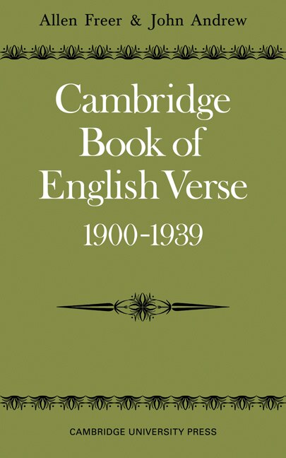 Cambridge Book of English Verse 1900–1939 by Allen Freer, Paperback | Indigo Chapters