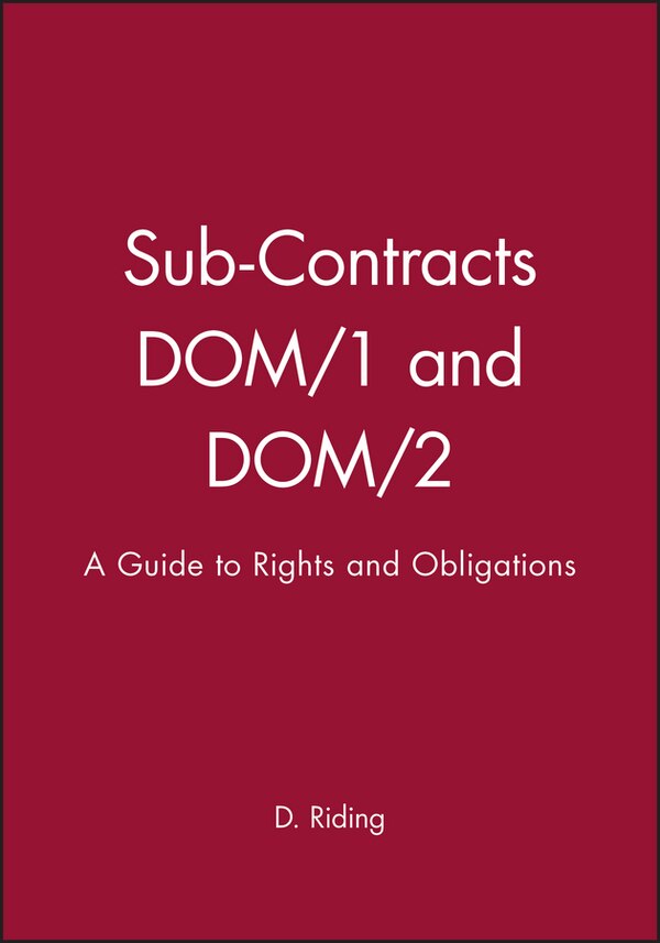 Sub-Contracts DOM/1 and DOM/2 by D. Riding, Hardcover | Indigo Chapters