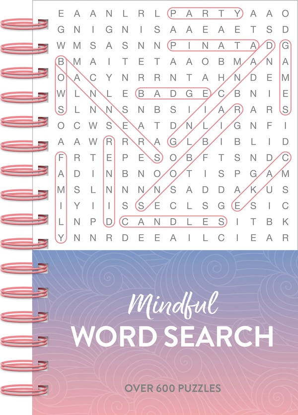 MINDFUL 600 PUZZLESWORD SEARCHPINK OMBRE by Press Lake, Wire Coil/Wire Combination | Indigo Chapters