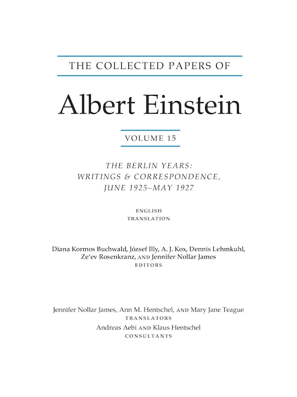 The Collected Papers of Albert Einstein Volume 15 (Translation Supplement), Paperback | Indigo Chapters