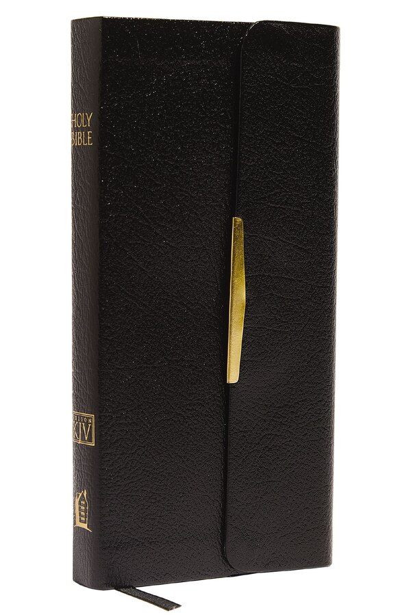 KJV Compact Checkbook Bible Black Bonded Leather Red Letter: King James Version Holy Bible by Thomas Thomas Nelson, Leather/Fine Binding