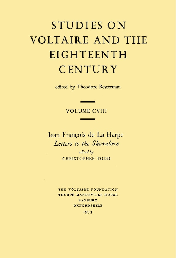 Jean Fran�ois de la Harpe 'Letters to the Shuvalovs' by Jean-Francois De La Harpe, Paperback | Indigo Chapters