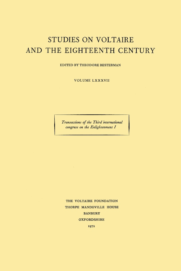Transactions of the Third International Congress on the Enlightenment by Theodore Besterman, Paperback | Indigo Chapters
