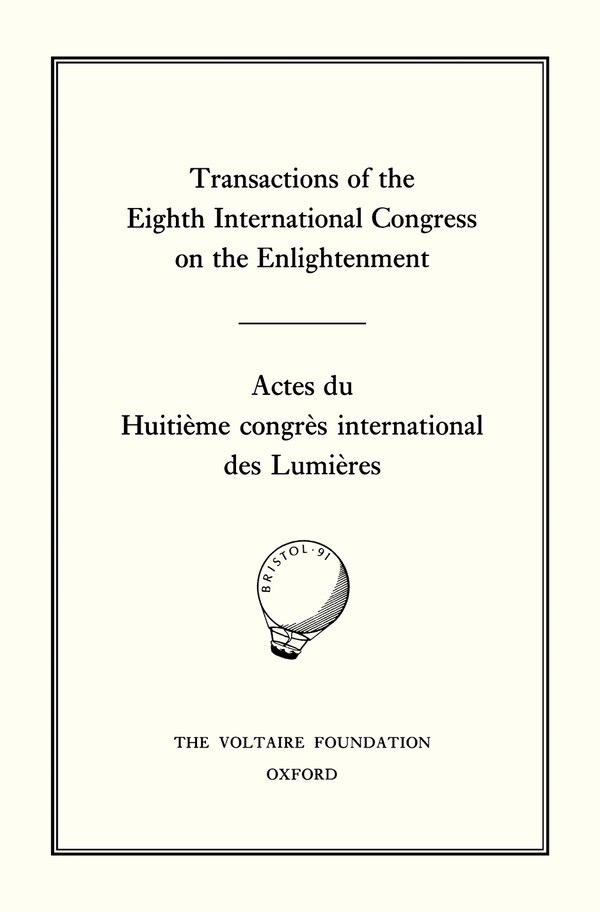 Transactions of the Eighth International Congress on the Enlightenment/Actes du Huitième congrès international des Lumières by Haydn Mason