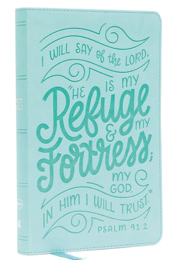 NKJV Thinline Youth Edition Bible Verse Art Cover Collection Turquoise Leathersoft Red Letter Comfort Print by Thomas Thomas Nelson