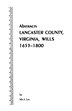 Abstracts [Of] Lancaster County Virginia Wills 1653-1800 by Ida J Lee, Paperback | Indigo Chapters