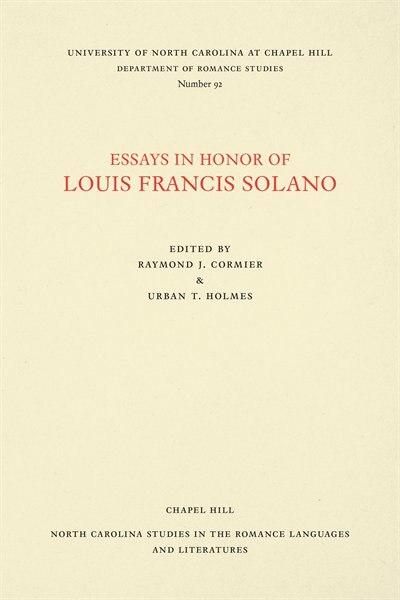 Essays In Honor Of Louis Francis Solano by Raymond J. Cormier, Paperback | Indigo Chapters