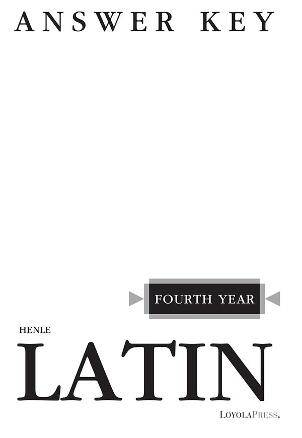 Henle Latin Fourth Year Answer Key by Robert J Henle, Paperback | Indigo Chapters