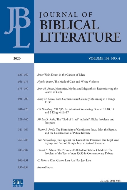 Journal of Biblical Literature 139.4 (2020) by Mark G G Brett, Paperback | Indigo Chapters